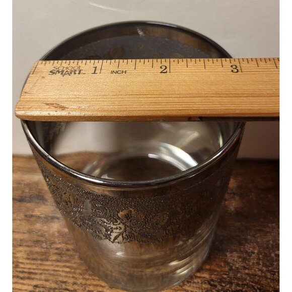 MCM Silver Fade Ombre Old Fashioned Glasses Set of 5 Textured Grapes & Leaves - Picture 6 of 12